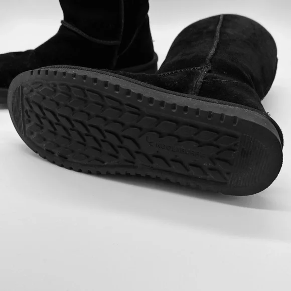 Koolaburra by UGG Black Leather Suede Calf Boots Y2K Faux Fur Lined Women Size 7 - Picture 6 of 14